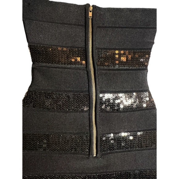 NWT French Connection Sequin Striped Halter Mini Dress - Picture 4 of 7